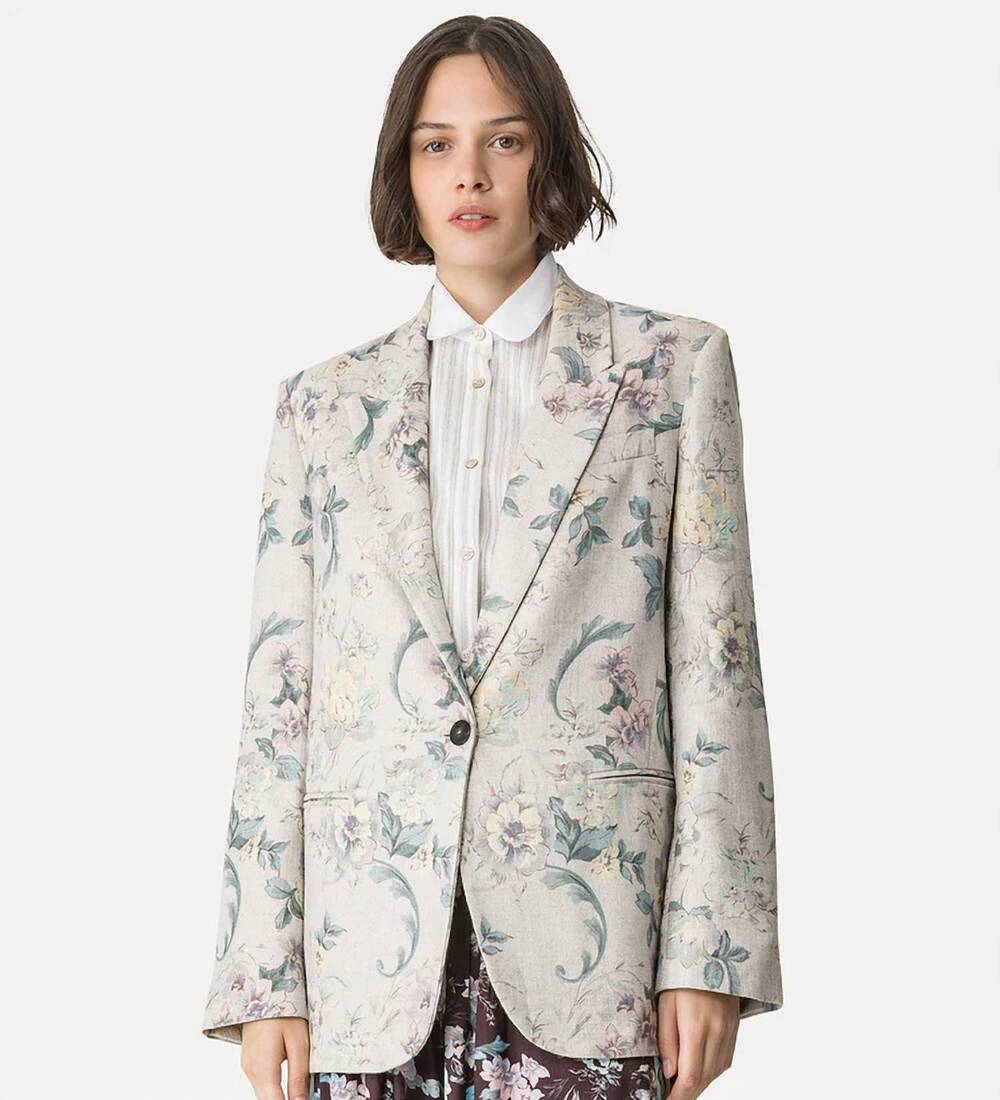 NEW FORTE FORTE linen blend hopsack jacket “peonia my love” in glicine